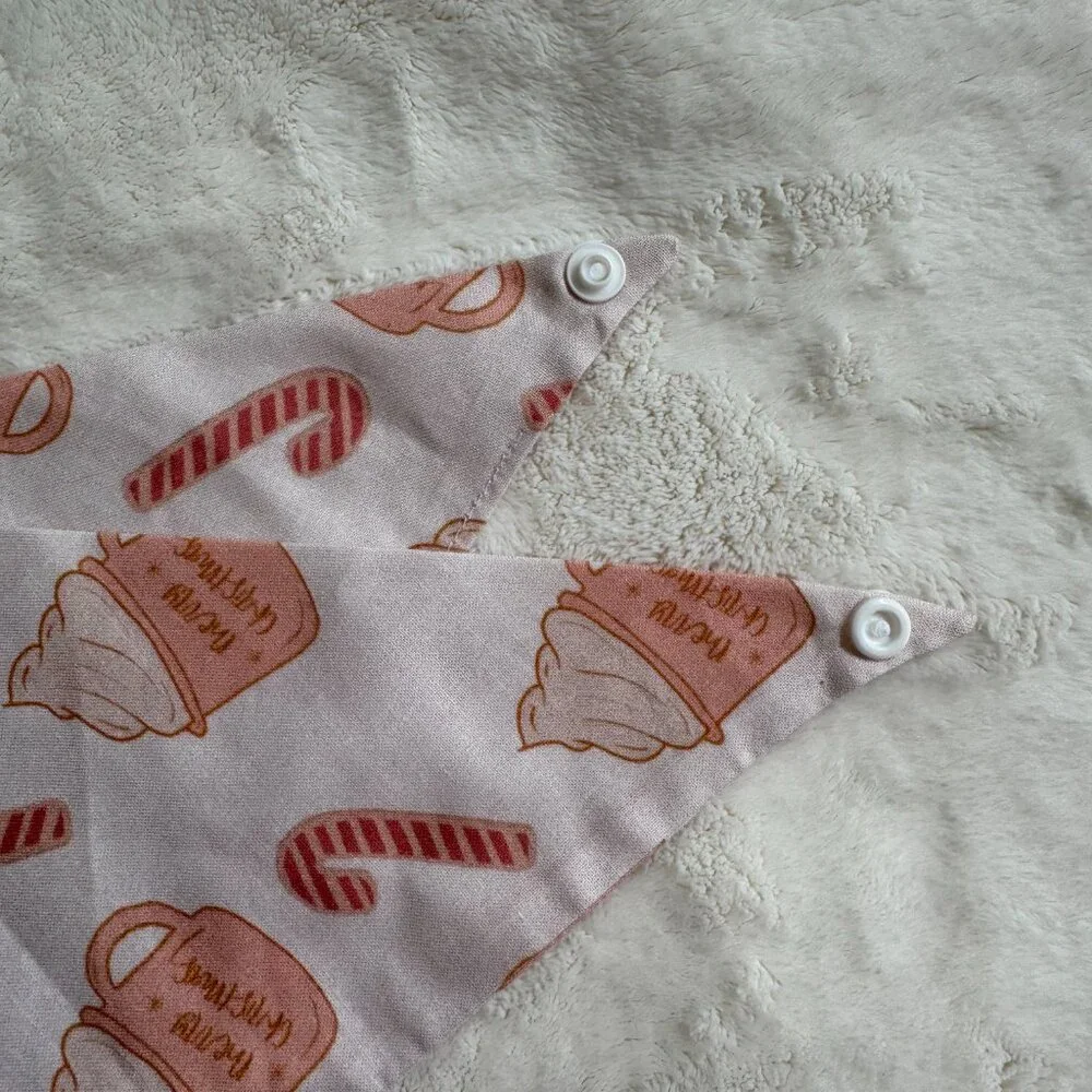 NWT Loic by Design Christmas Dog Bandana with Candy Canes, Pink + Red, Size M